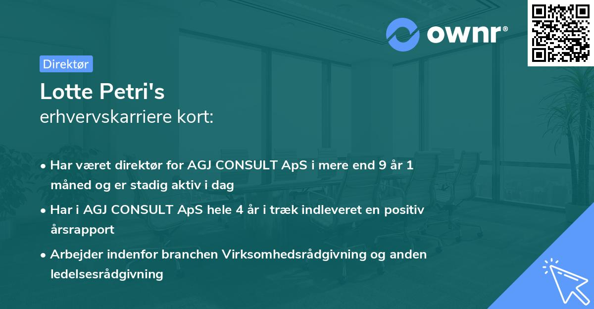 Lotte Petri's erhvervskarriere kort