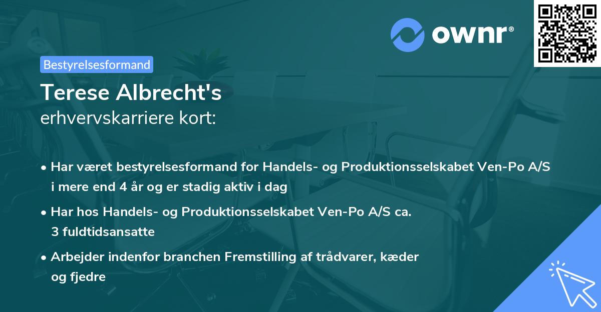 Terese Albrecht's erhvervskarriere kort
