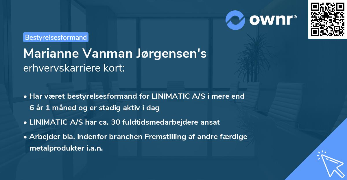Marianne Vanman Jørgensen's erhvervskarriere kort