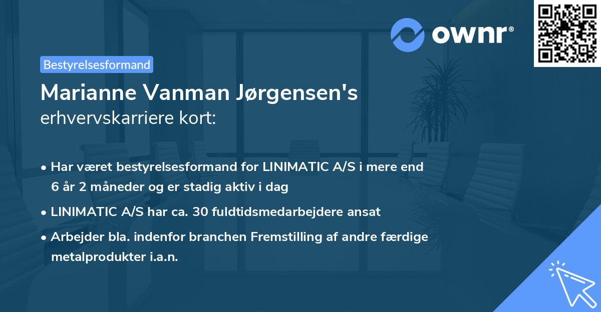 Marianne Vanman Jørgensen's erhvervskarriere kort