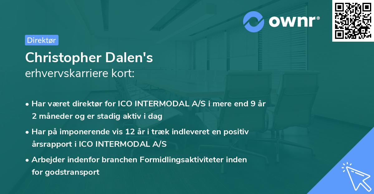 Christopher Dalen's erhvervskarriere kort
