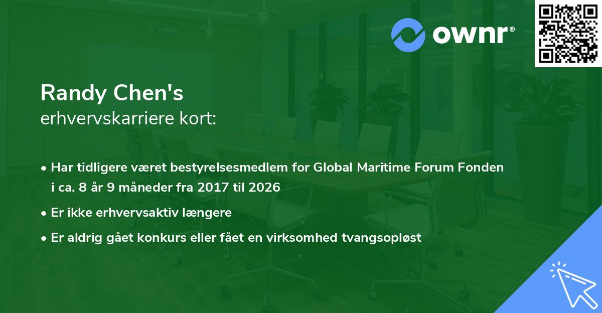 Randy Chen's erhvervskarriere kort