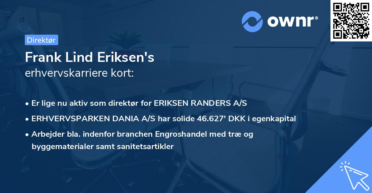 Frank Lind Eriksen's erhvervskarriere kort