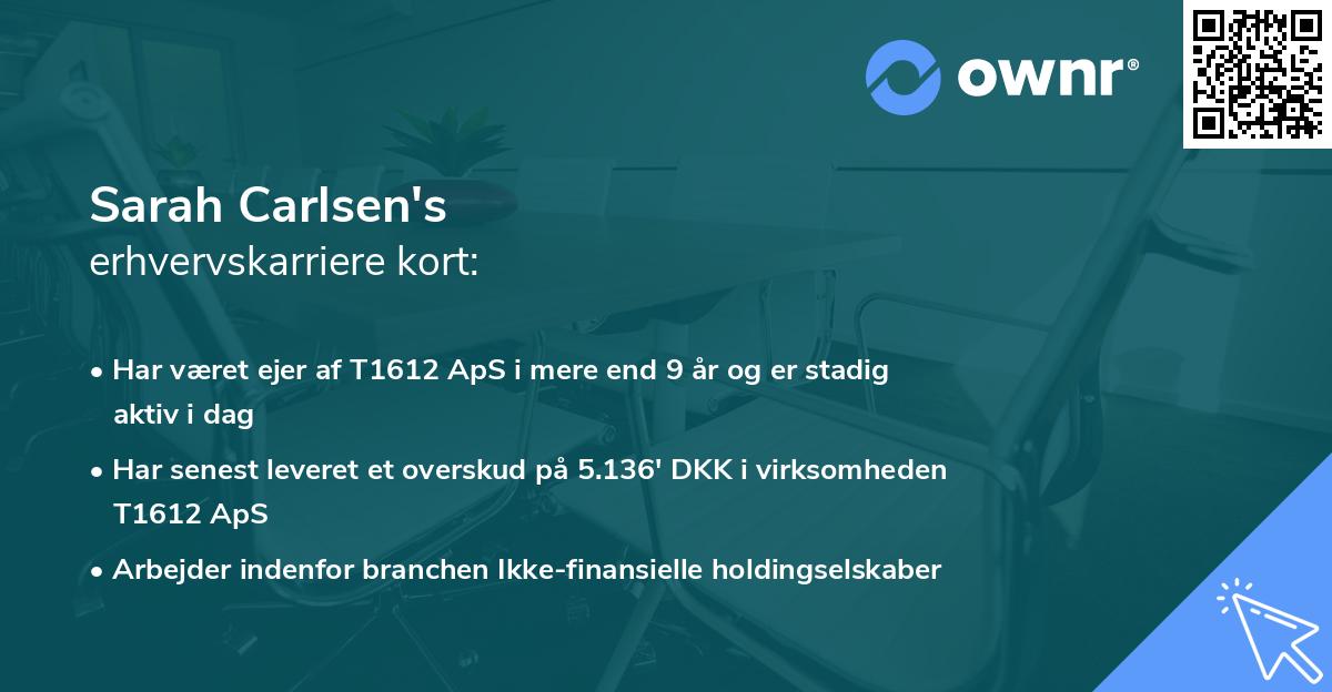 Sarah Carlsen's erhvervskarriere kort