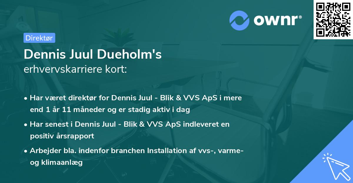 Dennis Juul Dueholm's erhvervskarriere kort