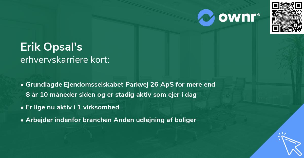 Erik Opsal's erhvervskarriere kort