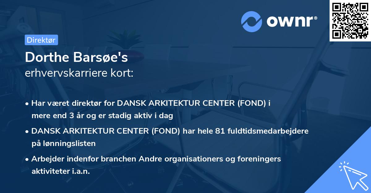 Dorthe Barsøe's erhvervskarriere kort