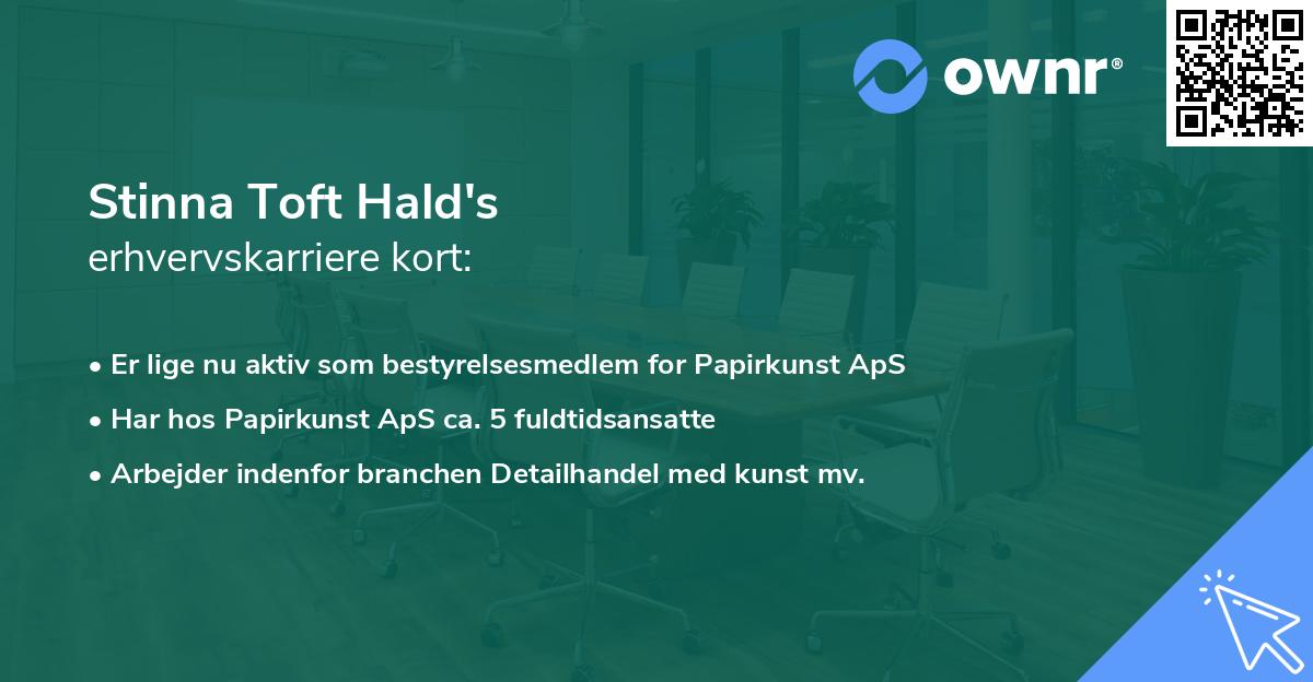 Stinna Toft Hald's erhvervskarriere kort