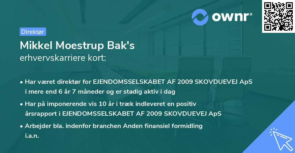 Mikkel Moestrup Bak's erhvervskarriere kort