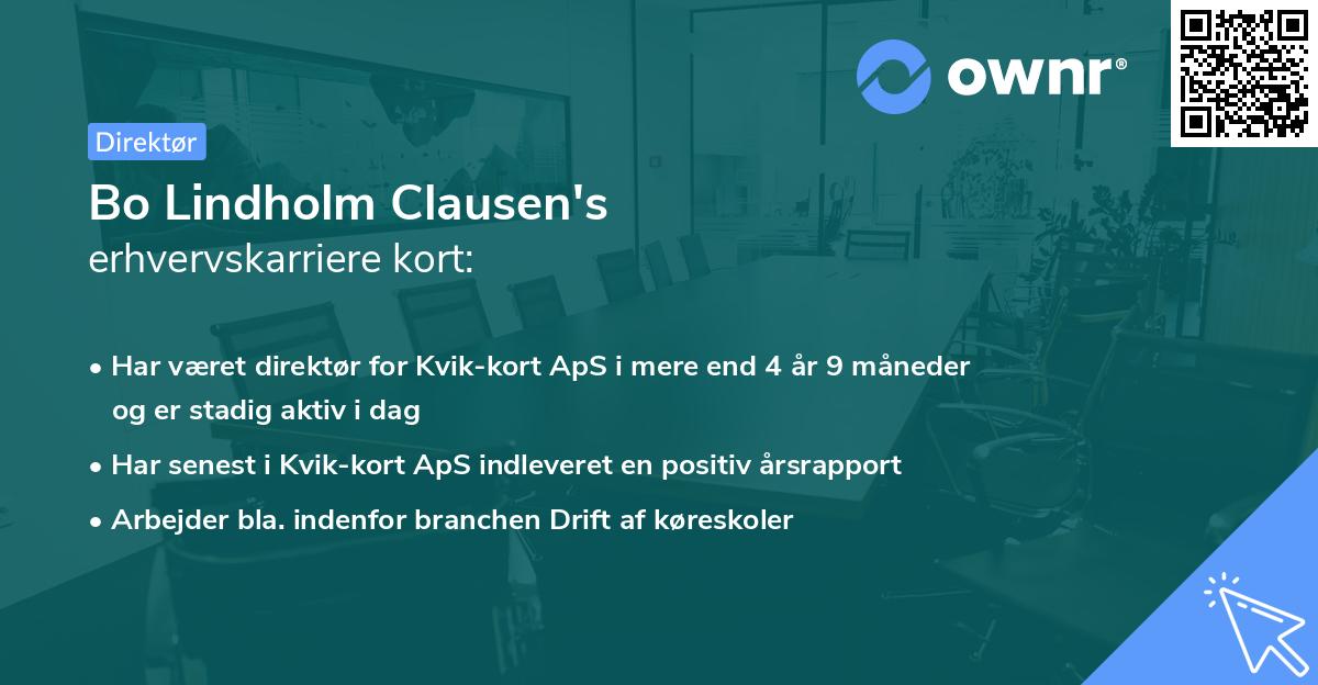 Bo Lindholm Clausen's erhvervskarriere kort