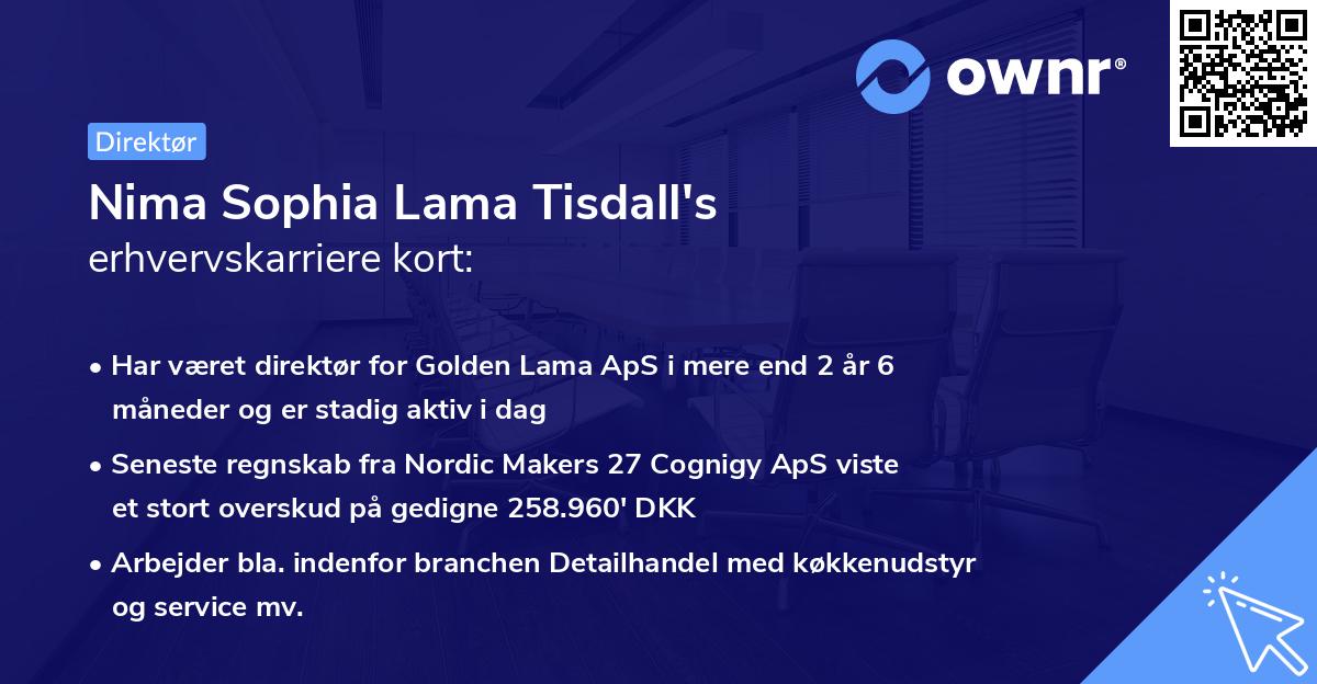 Nima Sophia Lama Tisdall's erhvervskarriere kort