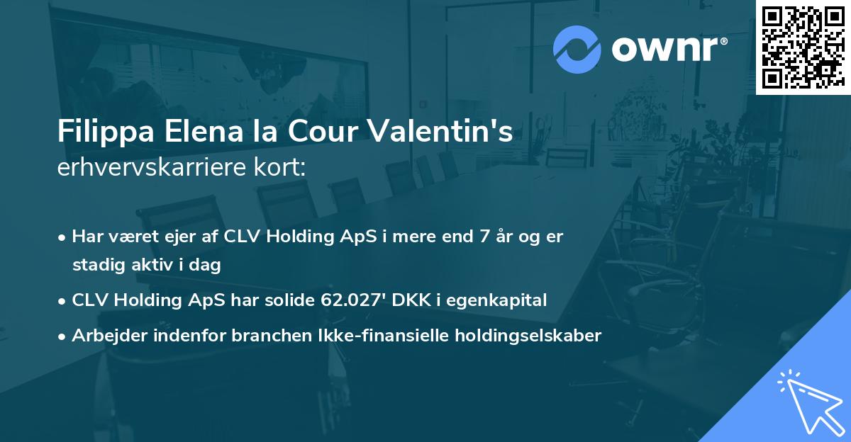 Filippa Elena la Cour Valentin's erhvervskarriere kort