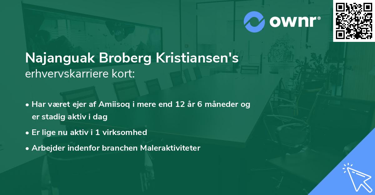Najanguak Broberg Kristiansen's erhvervskarriere kort