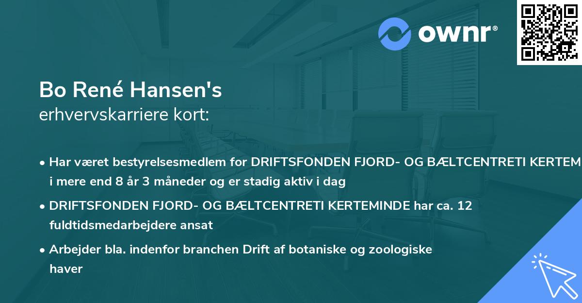 Bo René Hansen's erhvervskarriere kort