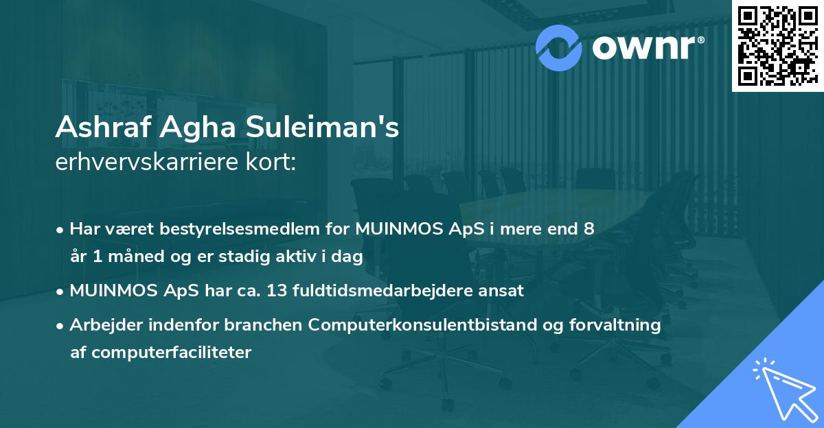 Ashraf Agha Suleiman's erhvervskarriere kort