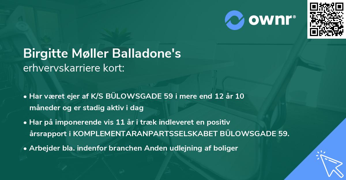 Birgitte Møller Balladone's erhvervskarriere kort