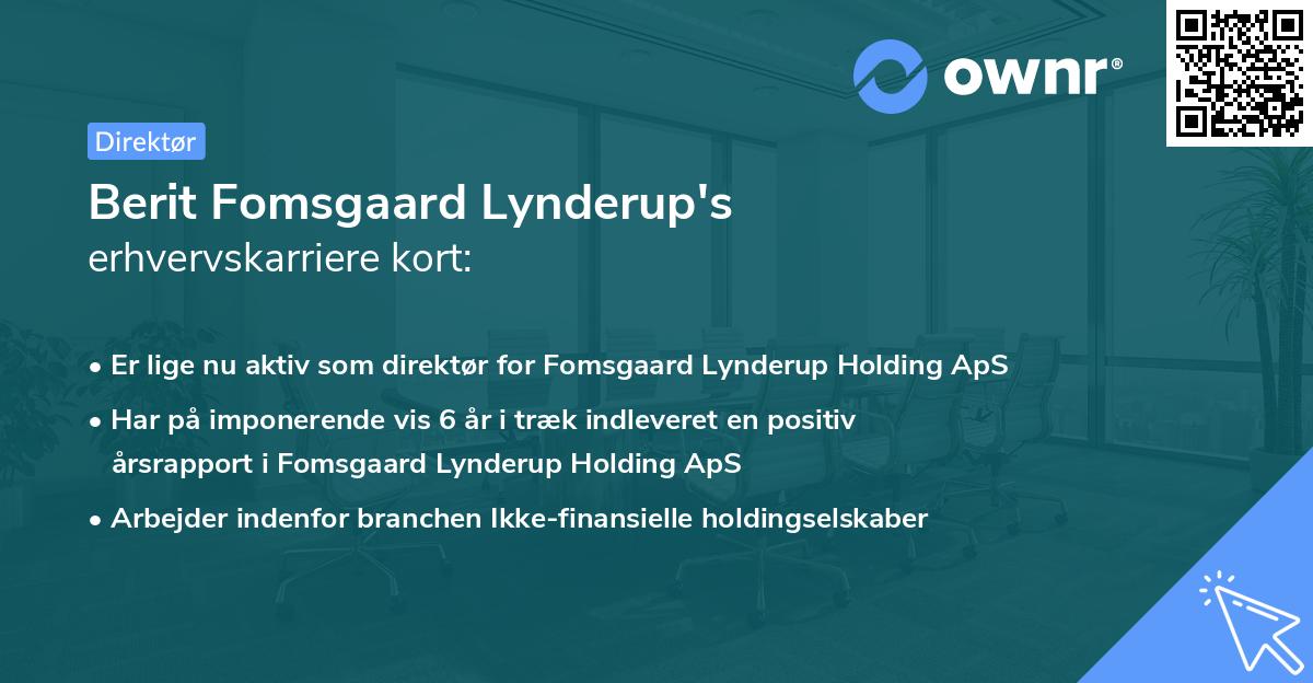 Berit Fomsgaard Lynderup's erhvervskarriere kort