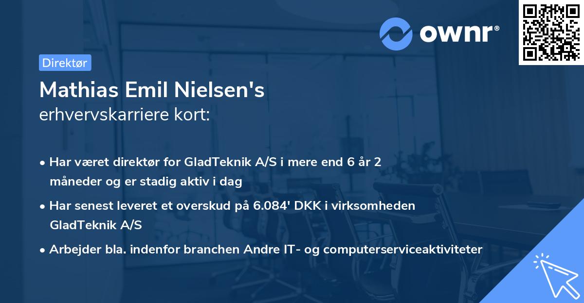 Mathias Emil Nielsen's erhvervskarriere kort