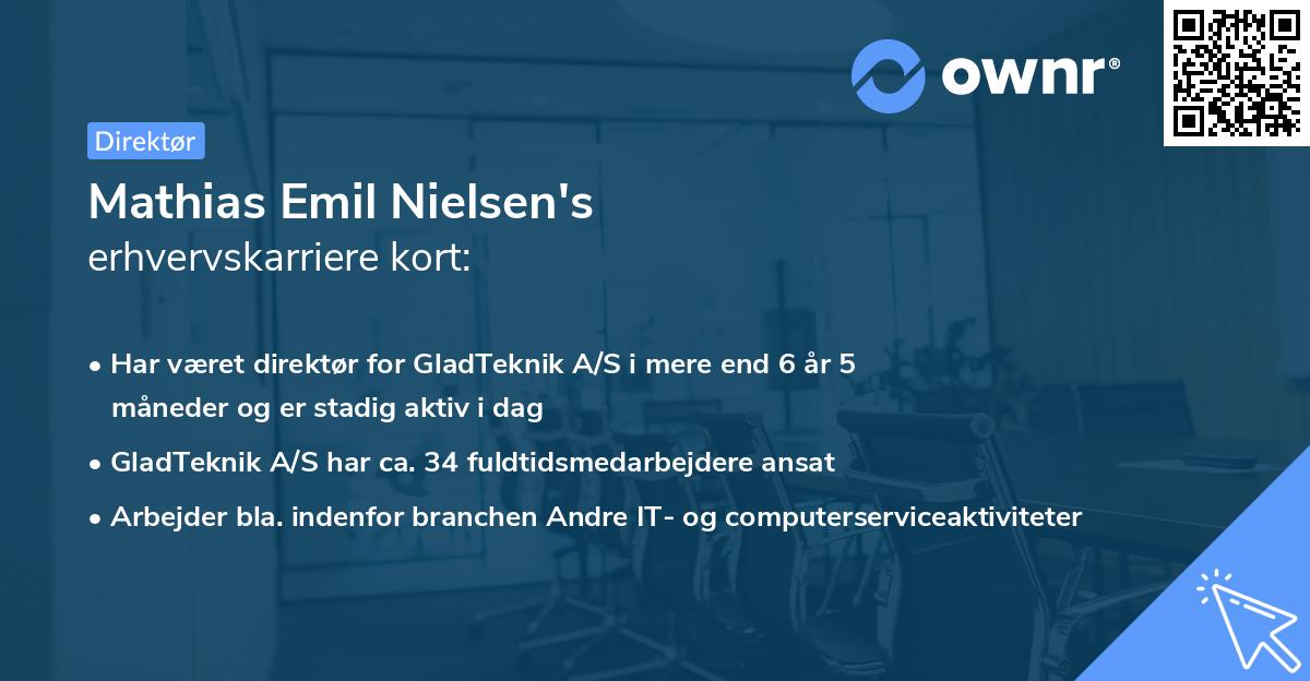 Mathias Emil Nielsen's erhvervskarriere kort