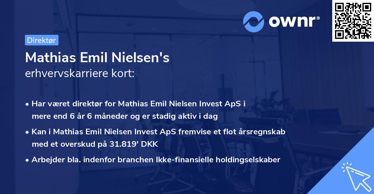 Mathias Emil Nielsen's erhvervskarriere kort