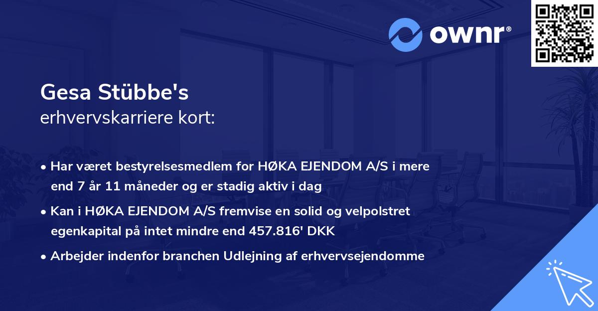 Gesa Stübbe's erhvervskarriere kort