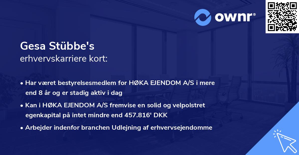 Gesa Stübbe's erhvervskarriere kort