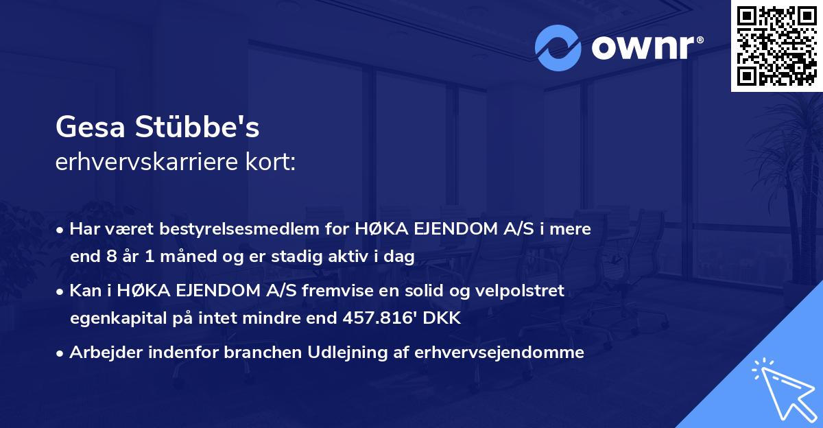 Gesa Stübbe's erhvervskarriere kort
