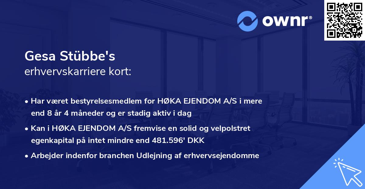 Gesa Stübbe's erhvervskarriere kort
