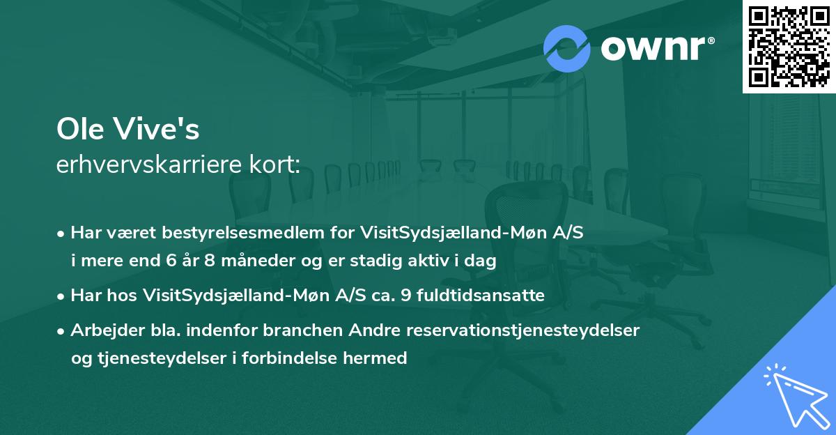 Ole Vive's erhvervskarriere kort