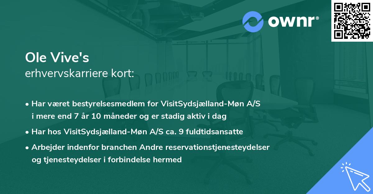 Ole Vive's erhvervskarriere kort
