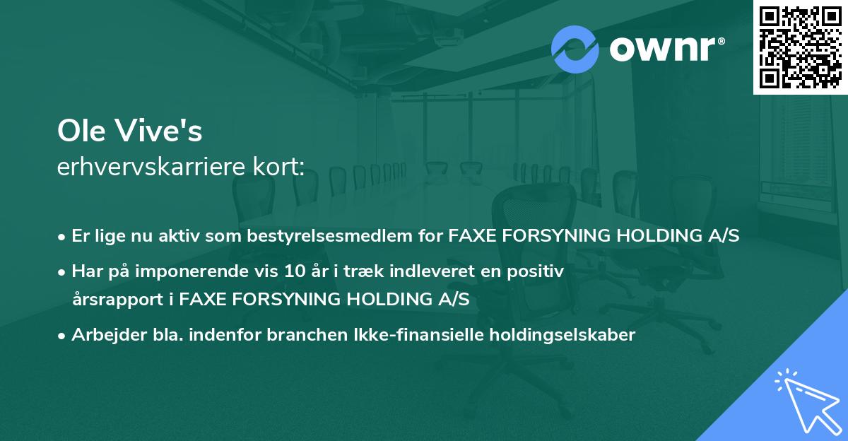 Ole Vive's erhvervskarriere kort