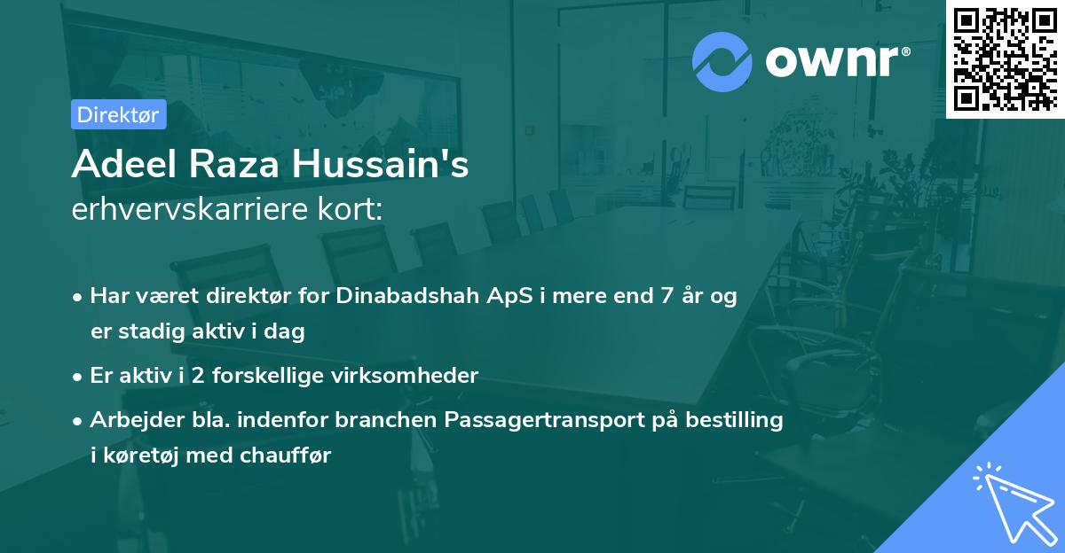 Adeel Raza Hussain's erhvervskarriere kort