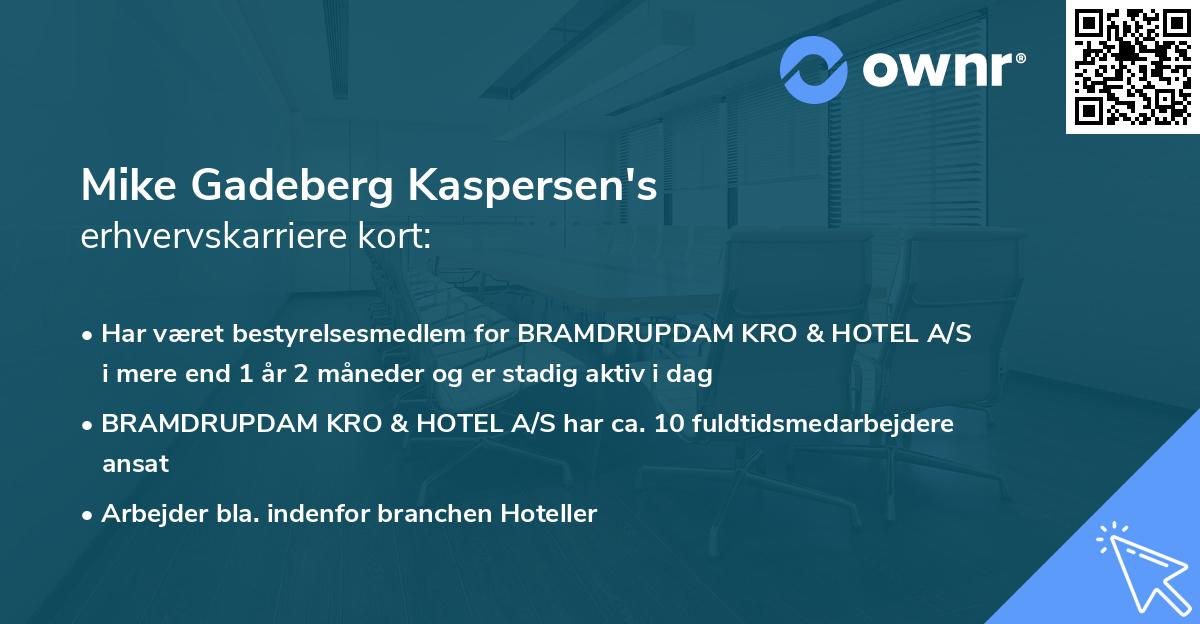 Mike Gadeberg Kaspersen's erhvervskarriere kort