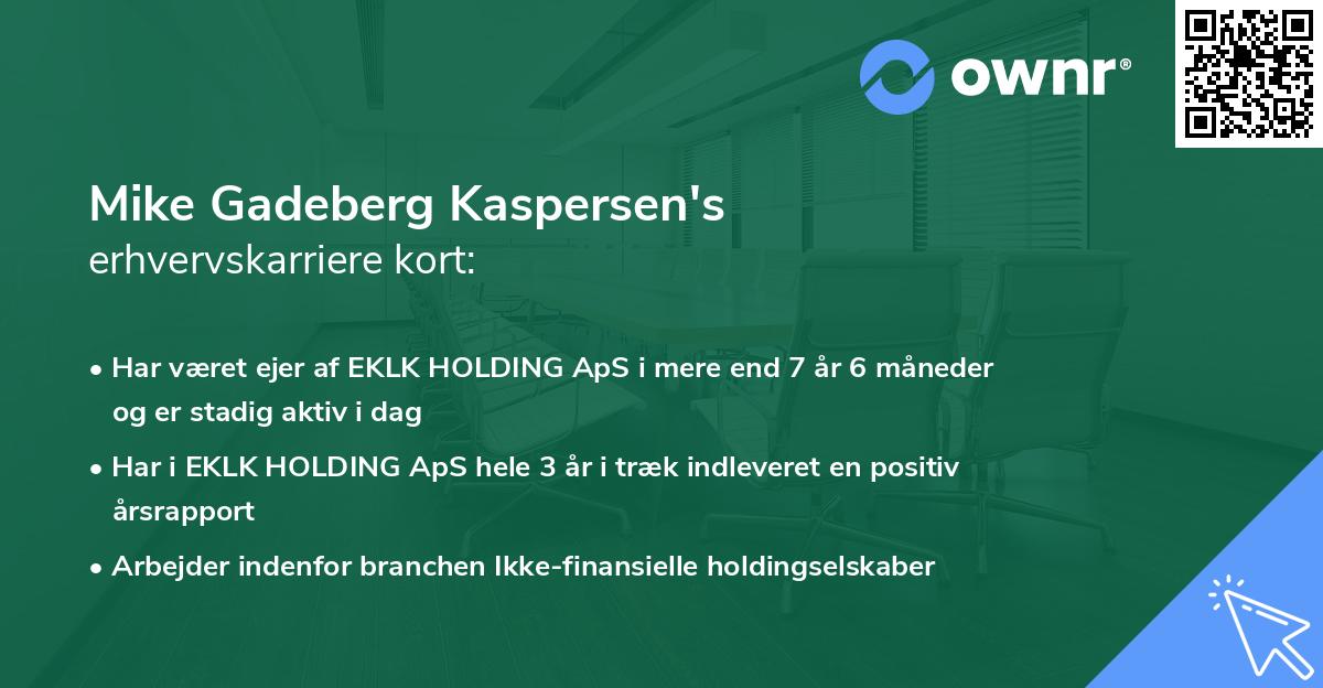 Mike Gadeberg Kaspersen's erhvervskarriere kort
