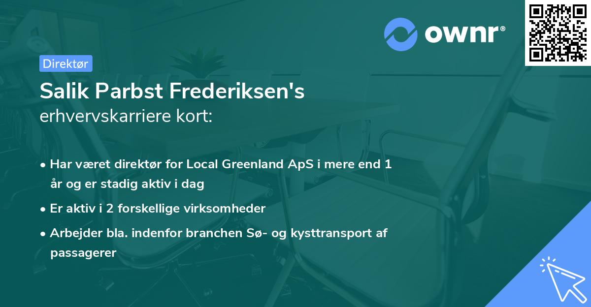 Salik Parbst Frederiksen's erhvervskarriere kort