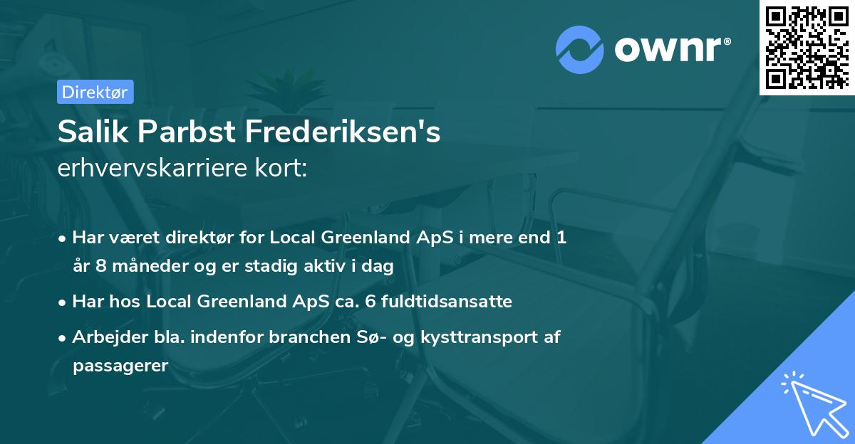 Salik Parbst Frederiksen's erhvervskarriere kort