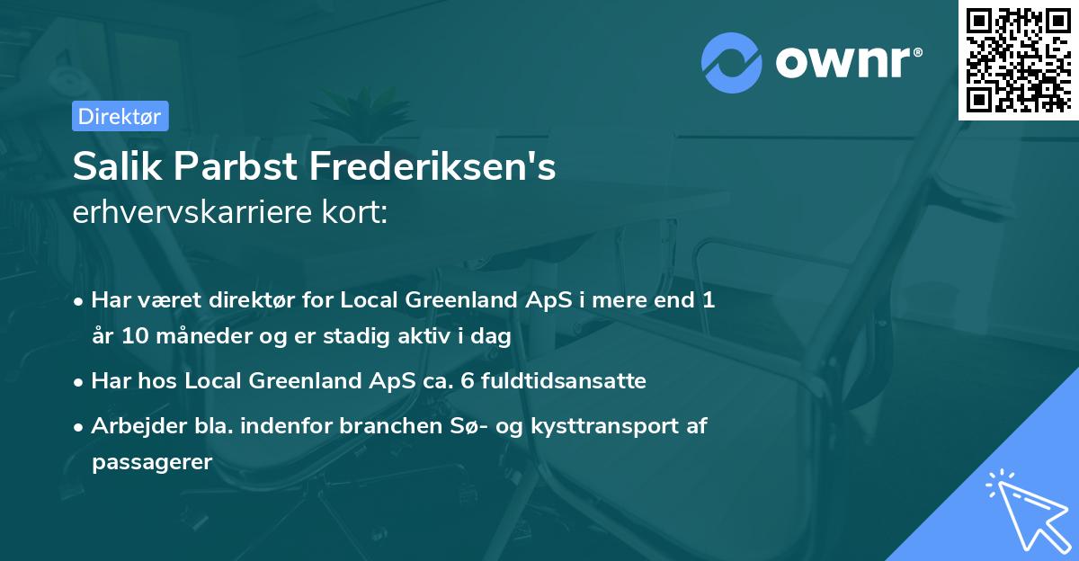 Salik Parbst Frederiksen's erhvervskarriere kort