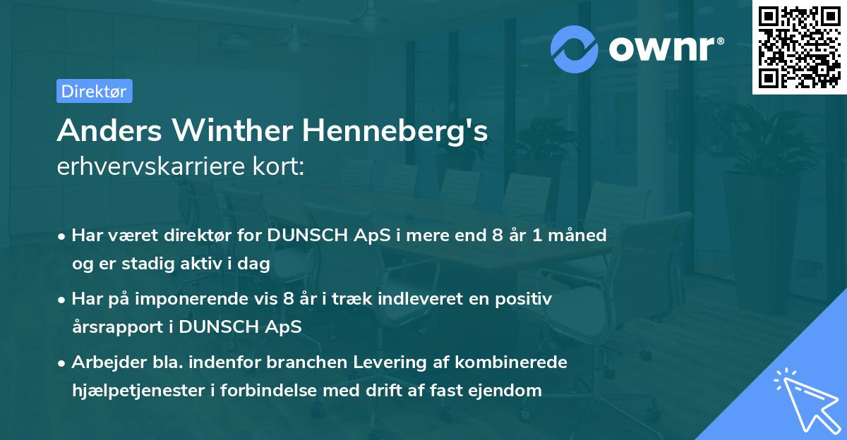 Anders Winther Henneberg's erhvervskarriere kort