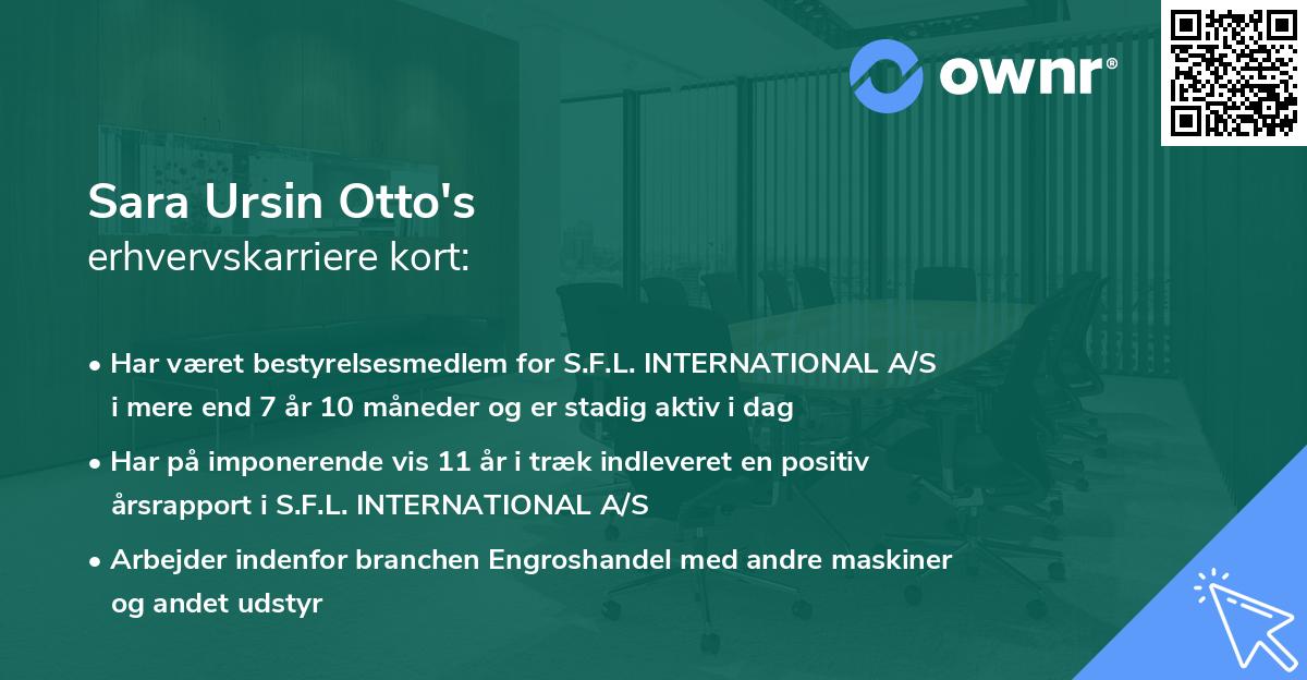 Sara Ursin Otto's erhvervskarriere kort