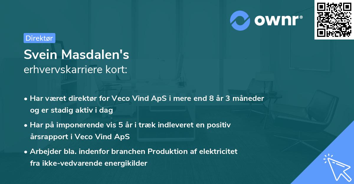 Svein Masdalen's erhvervskarriere kort