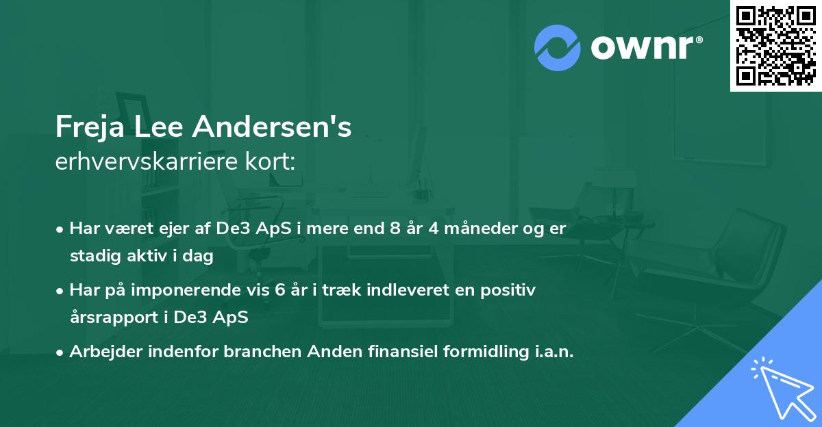 Freja Lee Andersen's erhvervskarriere kort