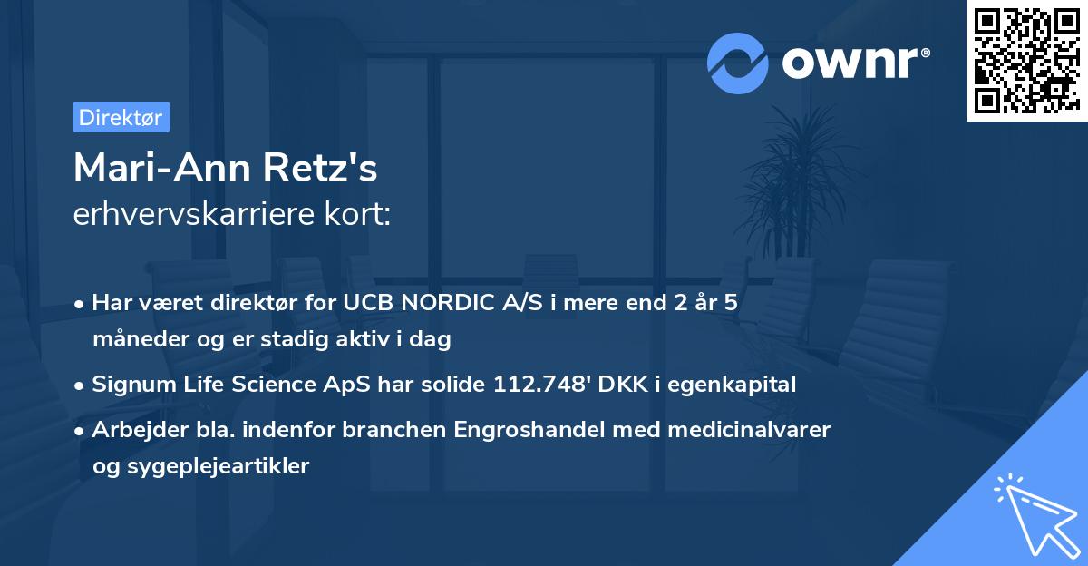 Mari-Ann Retz's erhvervskarriere kort