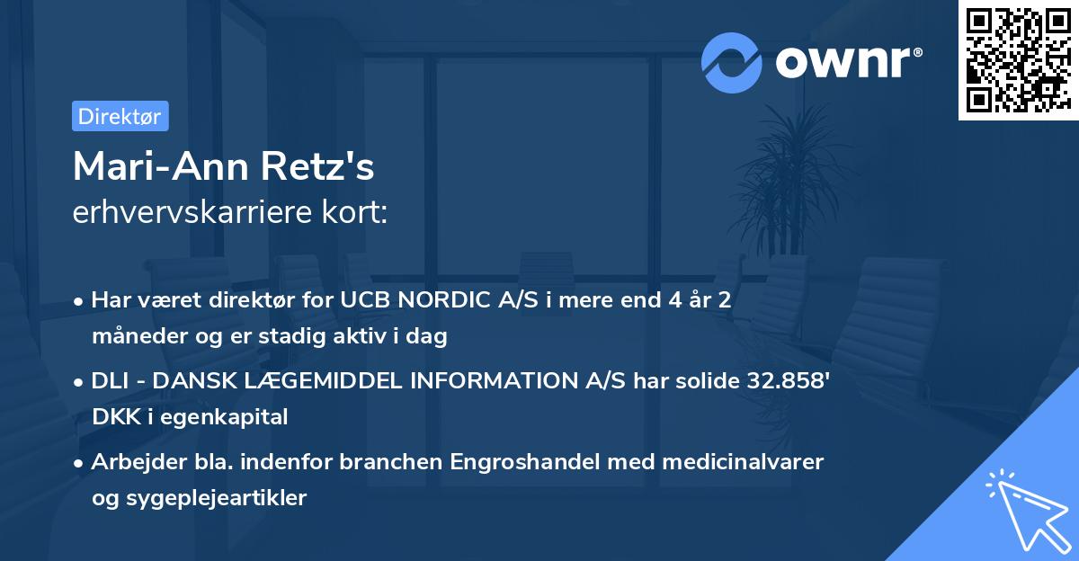 Mari-Ann Retz's erhvervskarriere kort