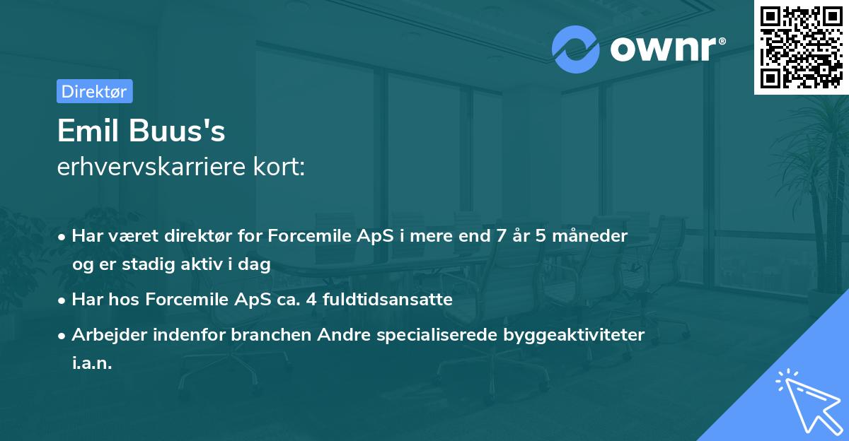 Emil Buus's erhvervskarriere kort