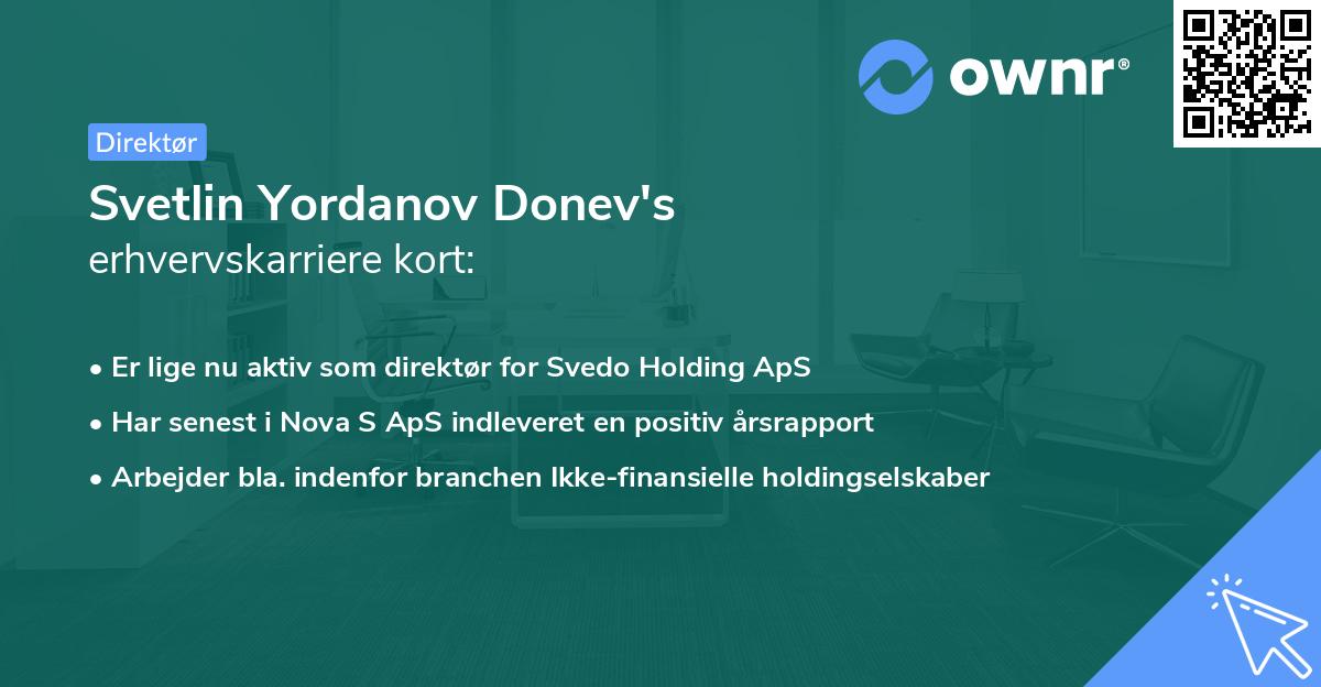 Svetlin Yordanov Donev's erhvervskarriere kort