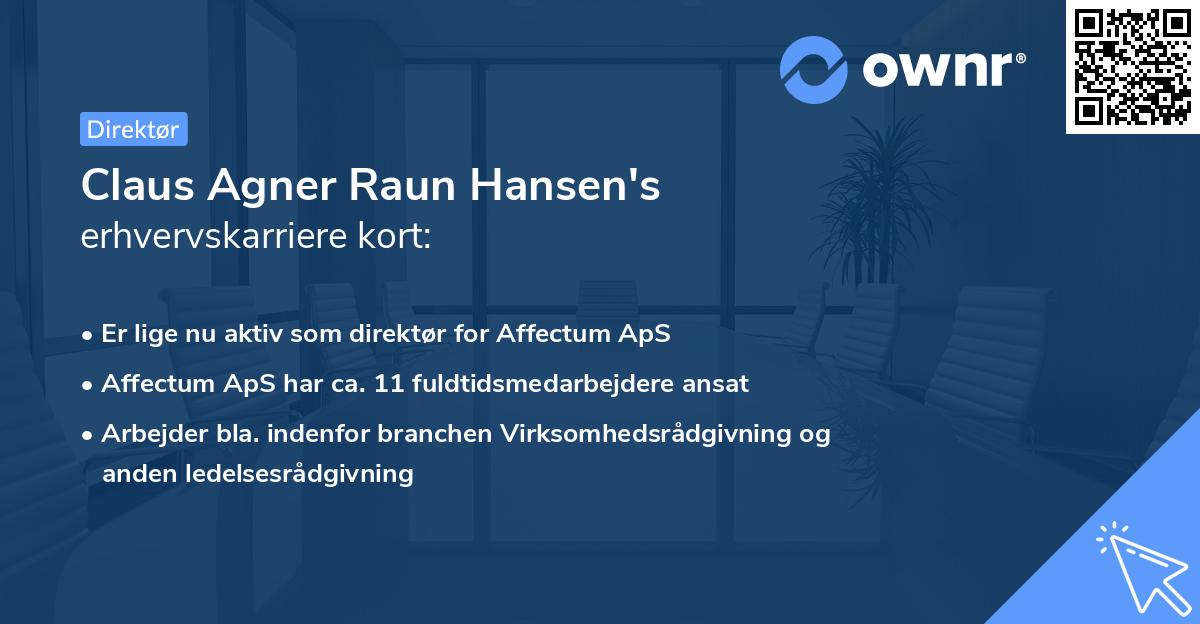 Claus Agner Raun Hansen's erhvervskarriere kort