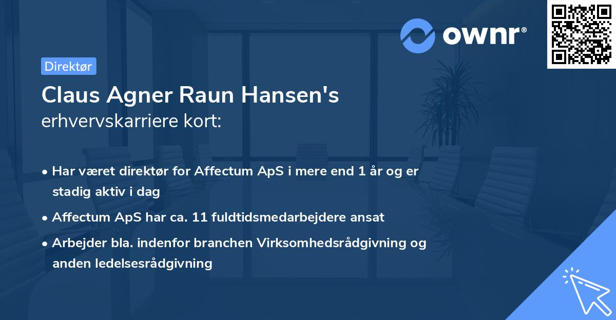 Claus Agner Raun Hansen's erhvervskarriere kort