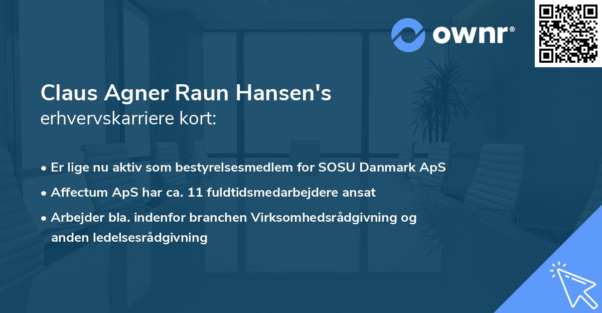 Claus Agner Raun Hansen's erhvervskarriere kort