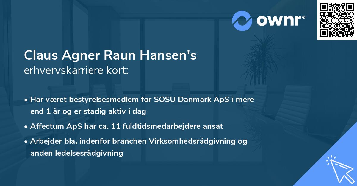 Claus Agner Raun Hansen's erhvervskarriere kort