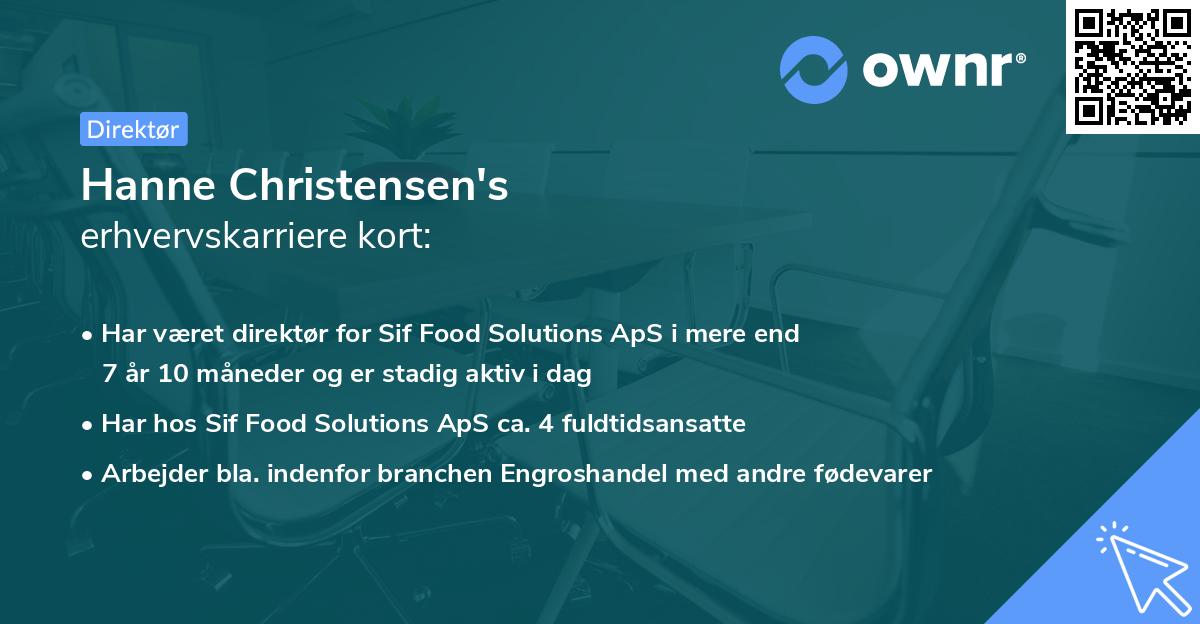 Hanne Christensen's erhvervskarriere kort